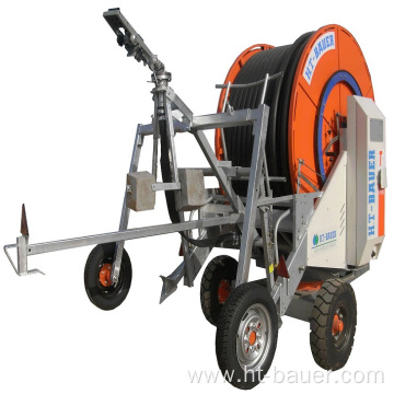 Long range lawn sprinkler hose reel irrigation system